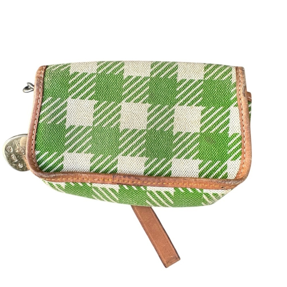 Dooney & Bourke Green and Tan Checkered Wristlet vintage - Picture 3 of 6